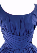 Vintage 1950s Indigo Blue Rayon Party Dress - New!