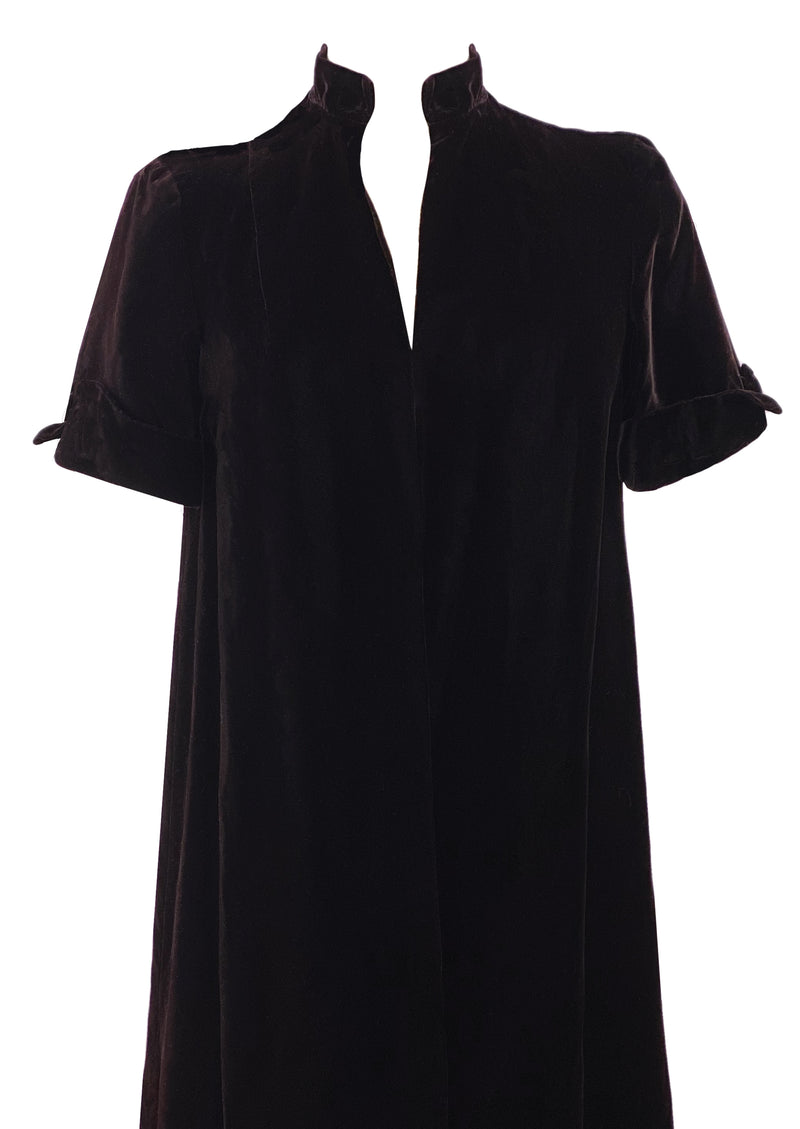Late 1950s Eggplant Velvet Duster Coat - NEW!