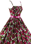 Early 1960s Plum Novelty Print Cotton Sundress - NEW!