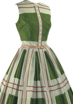 1950s Paisley Colour Block Cotton Designer Dress - New!