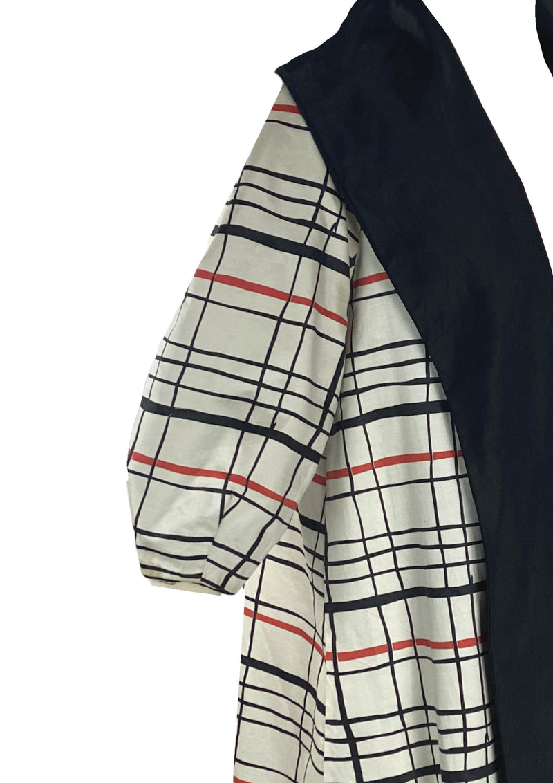 Vintage 1950s Red, White and Black Plaid Coat - New!