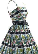 Vintage 1950s Bucolic Novelty Print Cotton Dress- New!