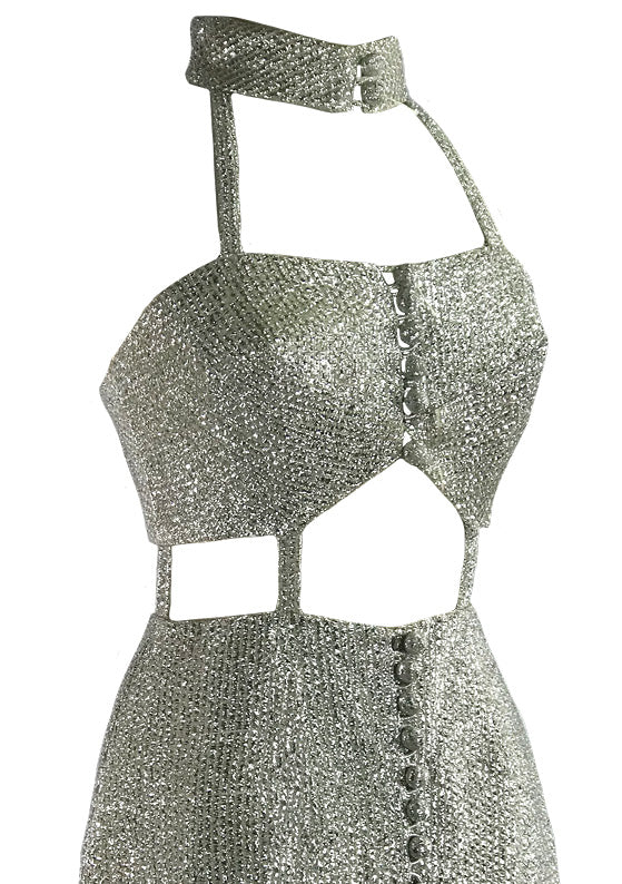Iconic 1960s Designer Space Age Lurex Dress- New!