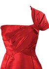 Vintage 1960s Ruby Red Silk Satin Designer Dress- New!