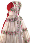 1950s Designer Floral Embroidered Organdie Dress - New!