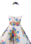 1950s Blue Roses Bouquet Chiffon Dress- New! (On hold)