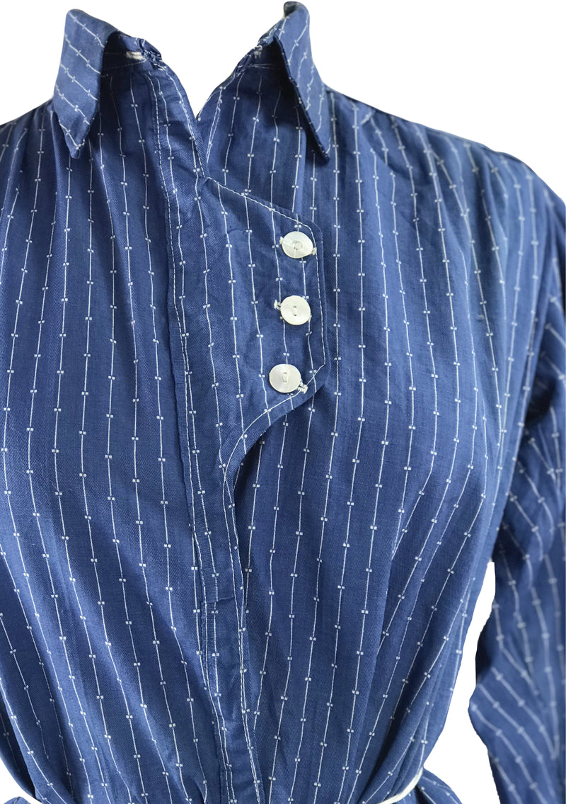 Antique 1900 - 1910 Blue Cotton Drill Shirt - New!