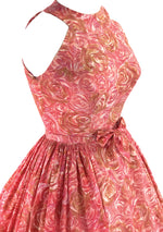 1950s Floral Raspberry Pink Cotton Day Dress - New! (RESERVED)