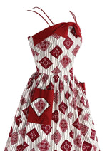 Lovely 1950s Ticking Stripe with Bandeau Squares Sundress- New!