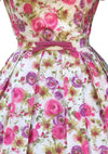 Vintage 1950s Pink and Purple Roses Dress- New!