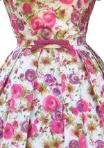 Vintage 1950s Pink and Purple Roses Dress- New!