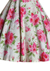 Original 1950s Vibrant Pink Roses Cotton Dress - New!