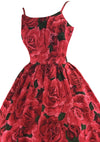 Vintage 1950s Red Roses Silk Dress - New! ( LAYBY)