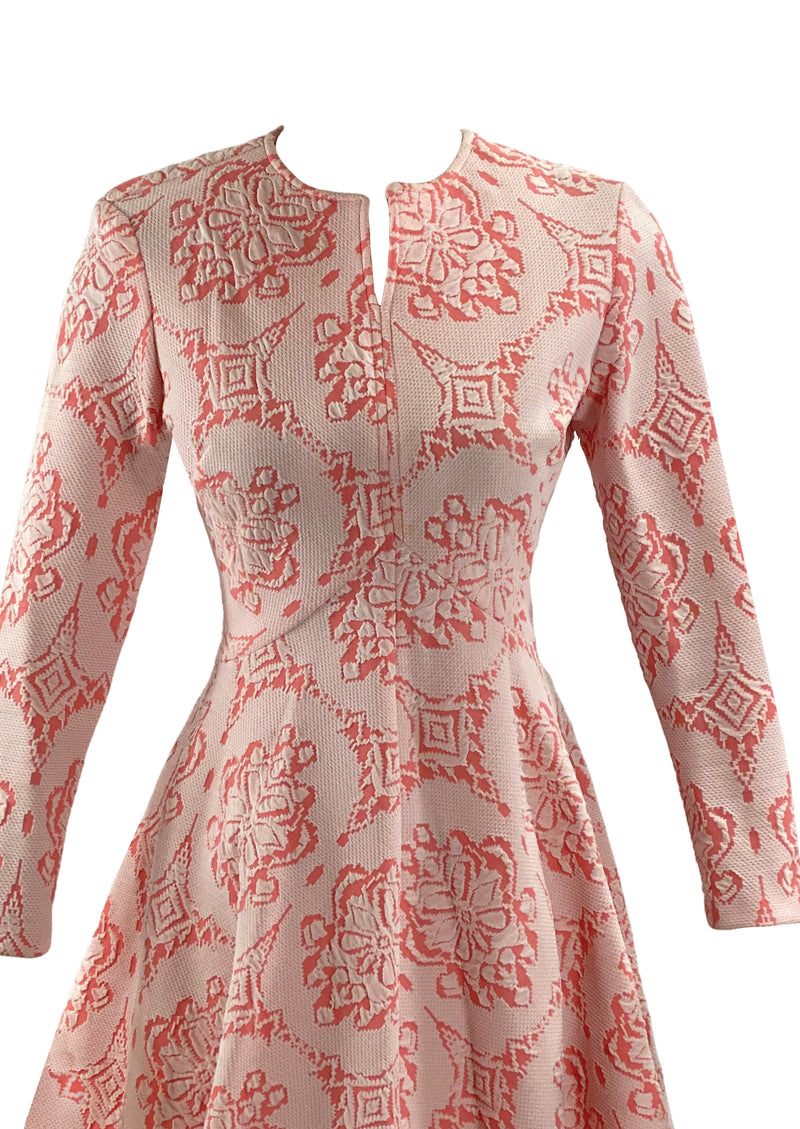 Vintage 1960s Embossed Floral Mini Dress - New!