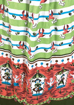 Vintage 1950s Green Novelty Cotton Border Print Skirt - New!
