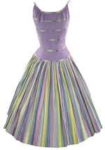 1950s Candy Stripe Designer Dress Ensemble- New!