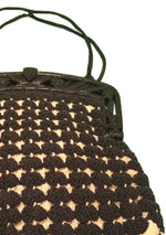 Vintage 1940s Brown & Cream Crochet Purse  - New!