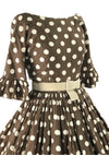 Late 1950s Cocoa Polka Dot Cotton Dress - New!