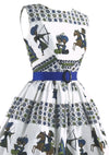 Vintage 1950s Novelty Print Cotton Dress- New!