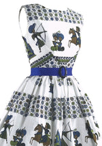 Vintage 1950s Novelty Print Cotton Dress- New!