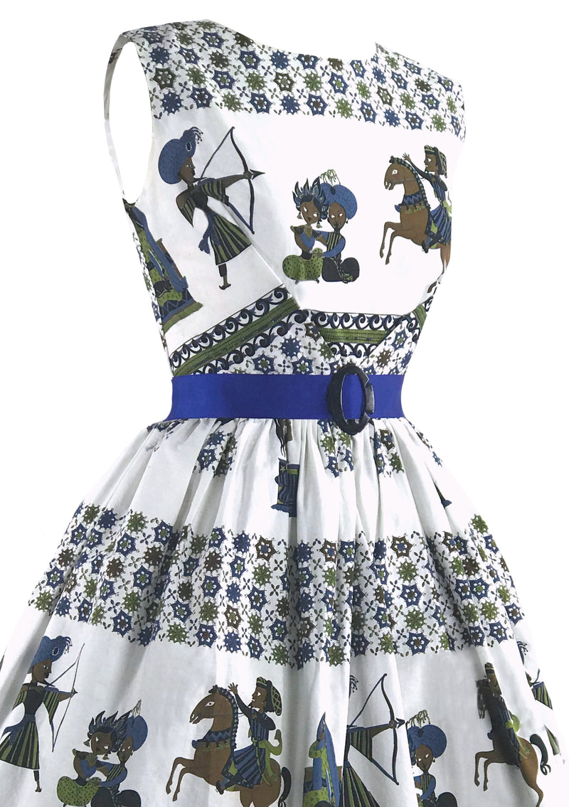 Vintage 1950s Novelty Print Cotton Dress- New!