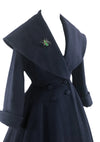 Rare 1950s Navy Blue Lilli Ann Designer Princess Coat- New!