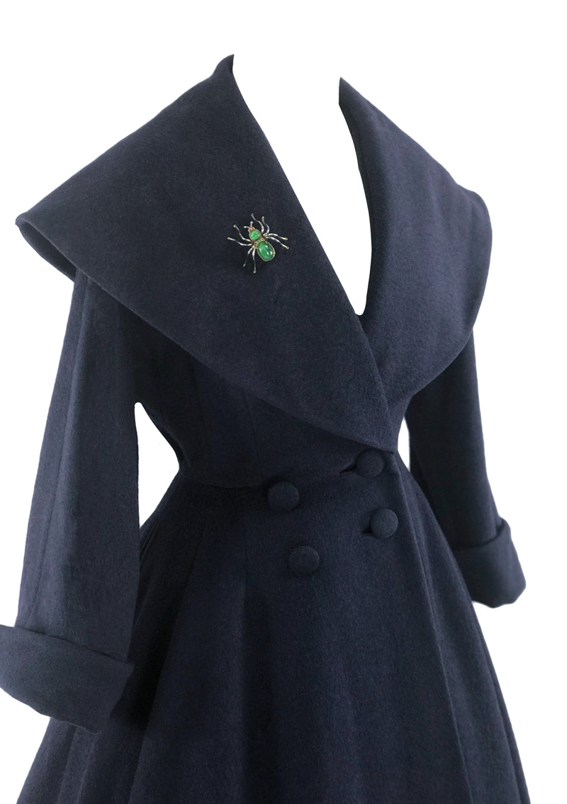Rare 1950s Navy Blue Lilli Ann Designer Princess Coat- New!