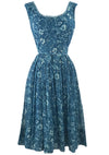 Vintage 1950s Blue Floral Cotton Dress Ensemble - New!