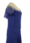 Genuine 1920s Sapphire Blue Crepe Dress - New!