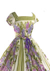 1950s Jerry Gilden Designer Lilac Border Floral Dress- New