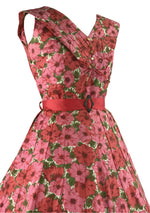 Vintage 1950s Pink & Rose Floral Cotton Dress- New!