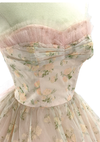 1950's Pink Flocked Floral Chiffon Party Dress - New ! (Layby)