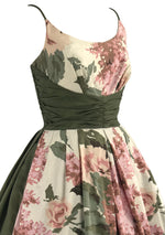 Stunning 1950s Roses & Lilacs Cotton Dress- New!
