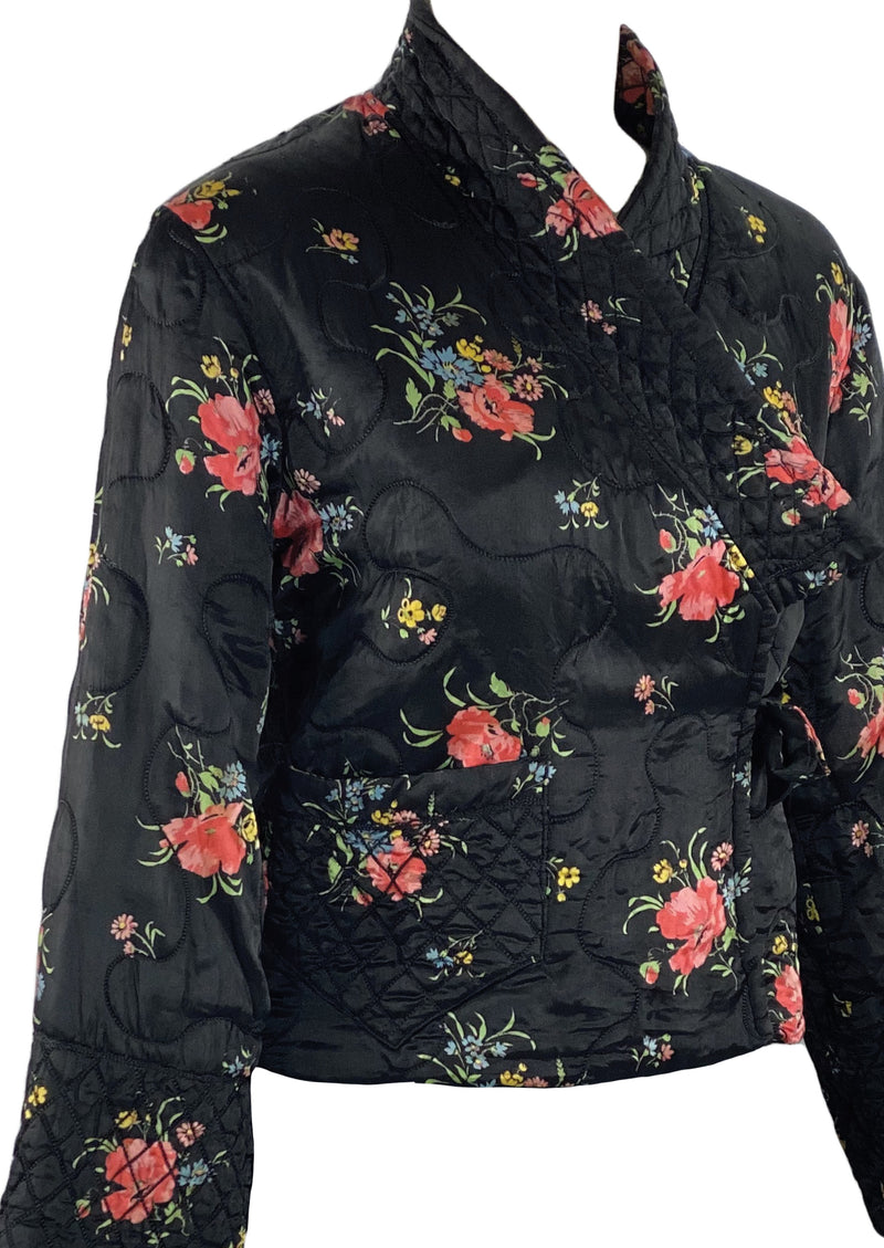 Stunning Early 1930s Black Floral Quilted Jacket  - NEW!