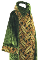 Early 1920s Green Silk Velvet Coatv with Lattice Panels - New!