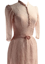 Beautiful Late 1930s Pink Cotton Lace Dress- New!