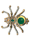 Czech Green & Black Crystal Spider Brooch- New!