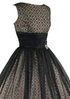 Vintage 1950s Black Flocked Chiffon Glitter Party Dress - New!