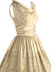 1950s Beaded Pale Gold Silk Satin Cocktail Dress - New!