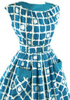 Early 1960s Turquoise & White Atomic Print Cotton Dress - New!