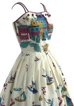 RARE 1950s English Seaside Novelty Print Dress- New! (RESERVED)