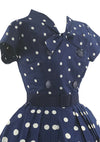 Beautiful 1950s Blue and White Graduated Dot Dress- New!