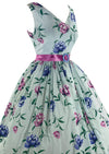 Lovely Late 1950s Blue Floral Seersucker Dress- New!