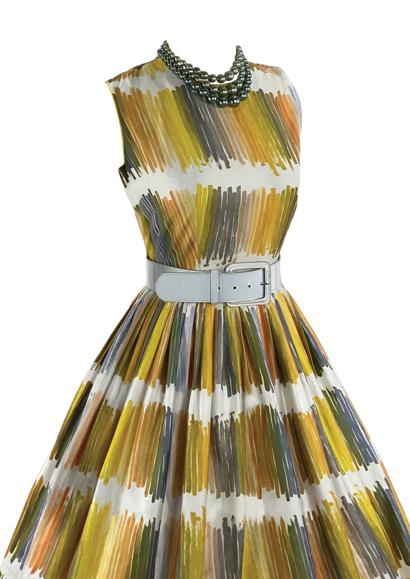 Late 1950s Rainbow Coloured Splashes Dress- New!