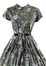 Vintage 1950s Floral Novelty Print Cotton Dress - NEW!
