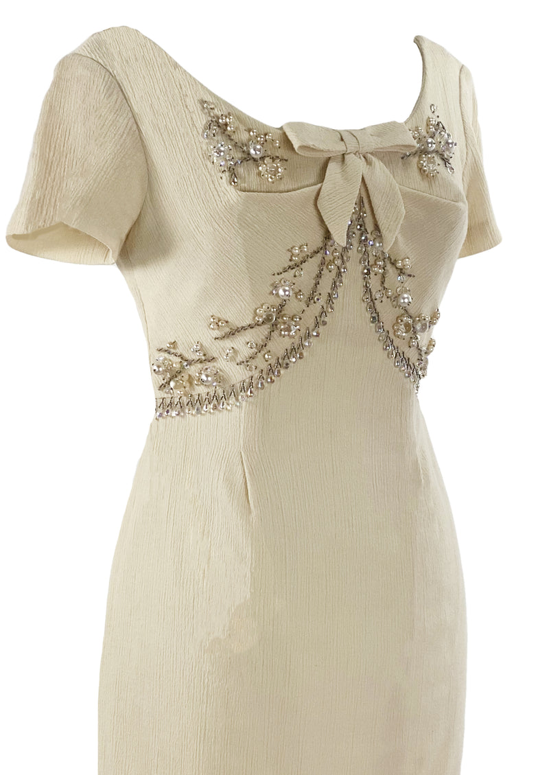 Vintage 1960s Raoul Couture Cream Wiggle Dress- NEW!