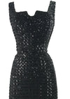 Late 1950s Early 1960s Designer Black Sequin Cocktail Dress - New!