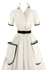Late 1950s to Early 1960s White Cotton Dress- New!