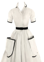 Late 1950s to Early 1960s White Cotton Dress- New!