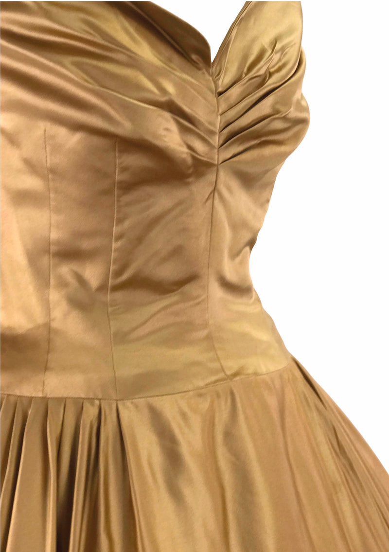 Vintage 1950s Liquid Rose Gold Silk Satin Party Dress - New!